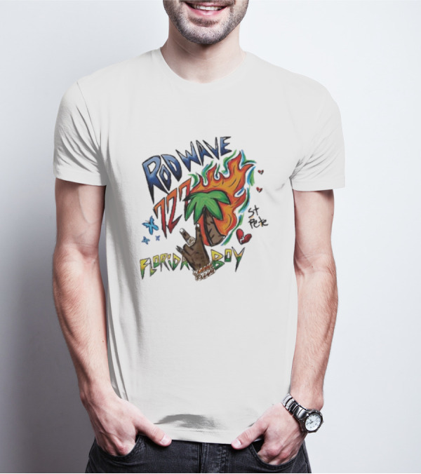 Rod Wave 727 St Pete Florida Boy Palm Tree And Flames T-Shirt