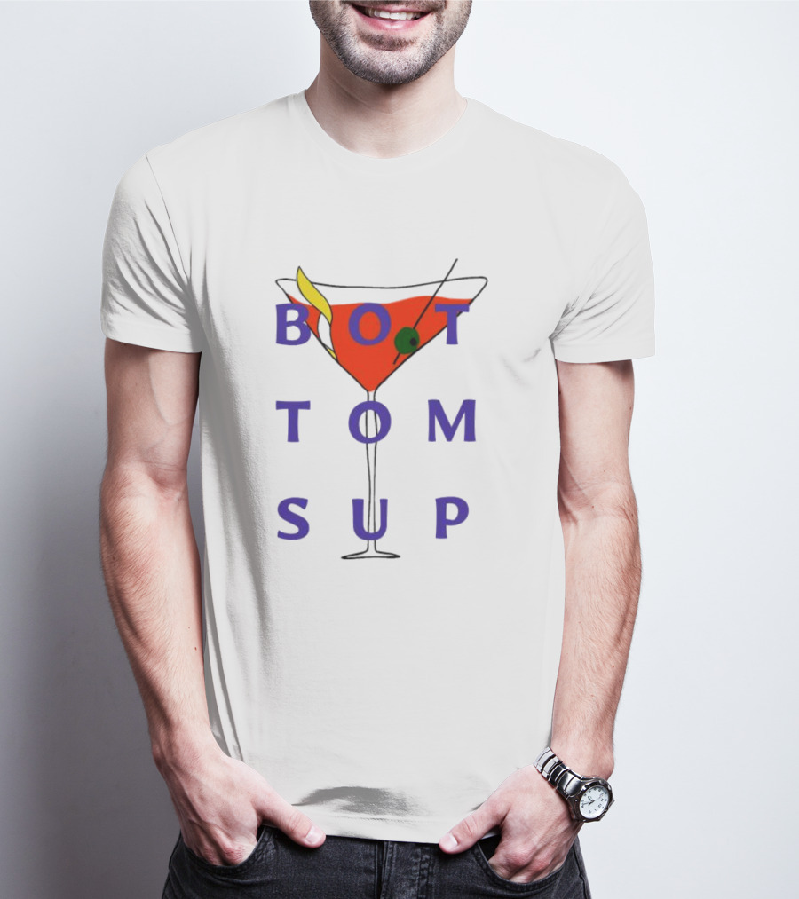 Tyca1 Bottoms Up Cocktail Martini Glass Fun T-Shirt