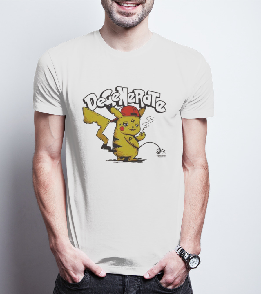 Degenerate Pikachu Smoking With Red Hat T-Shirt