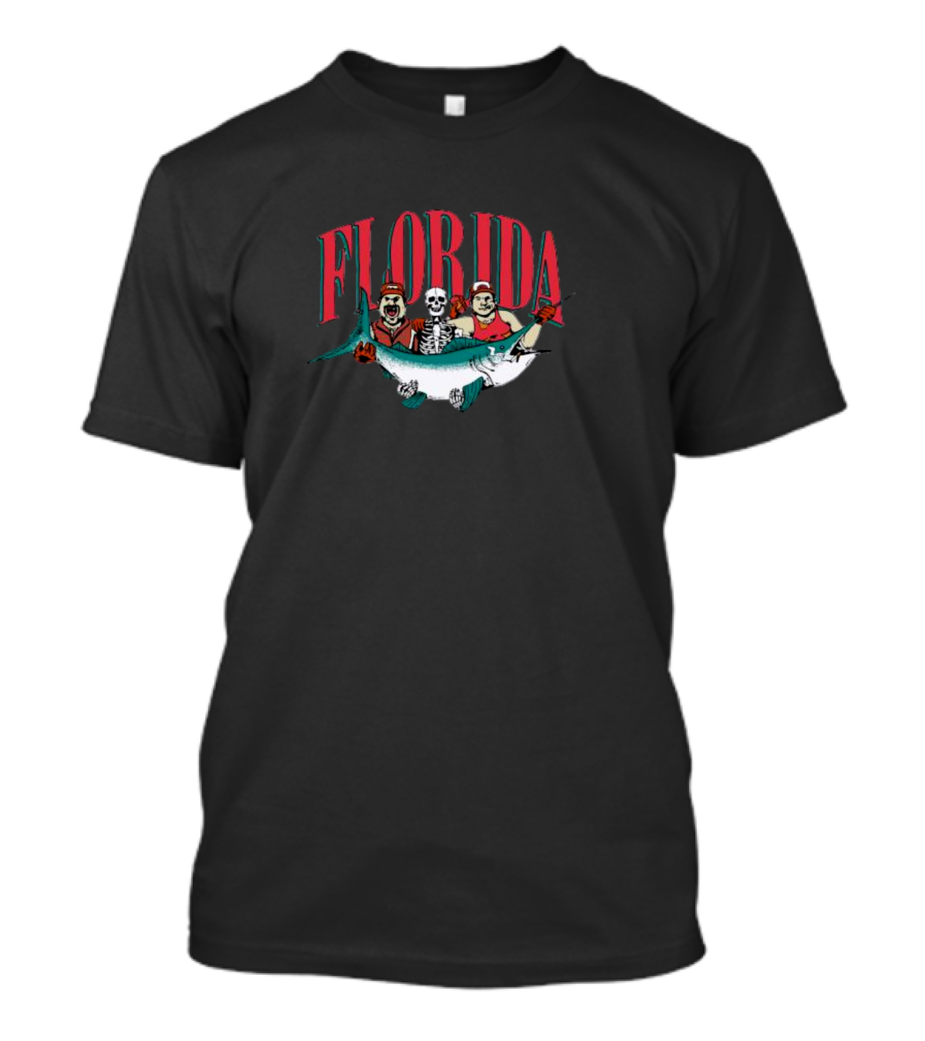 FLORIDA Fish Marlin Halloween Crew With Skeleton And Fishermen T-Shirt