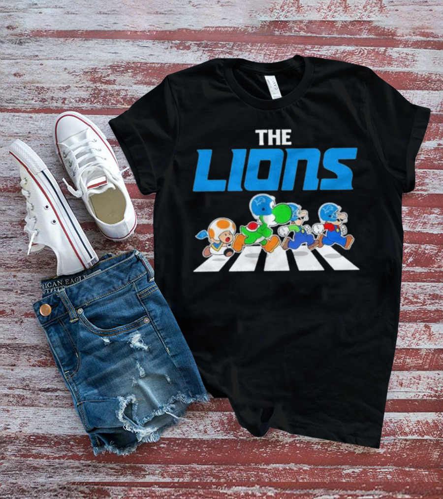 The Lions Mario Yoshi Toad Crossover Gaming Football Abbey Road T-Shirt