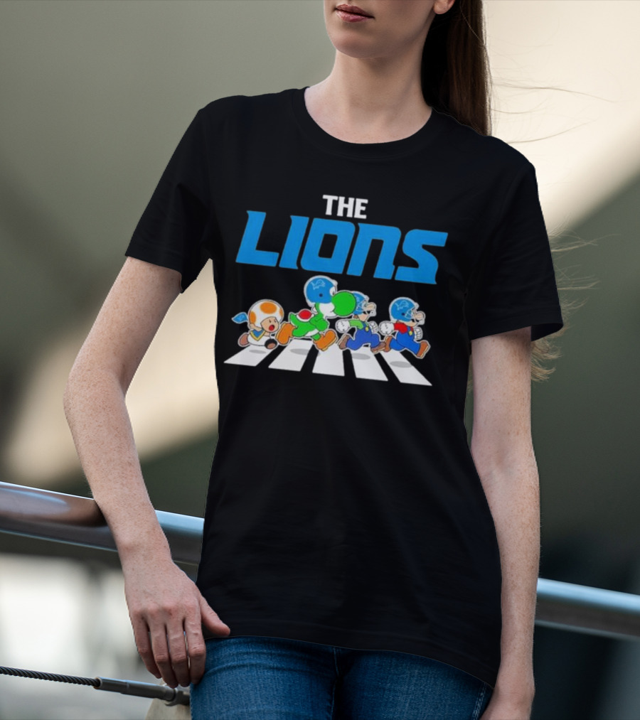 The Lions Mario Yoshi Toad Crossover Gaming Football Abbey Road T-Shirt