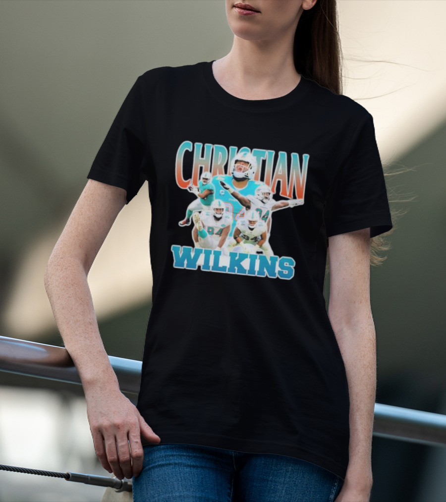 Christian Wilkins Miami Dolphins Football Player Collage T-Shirt