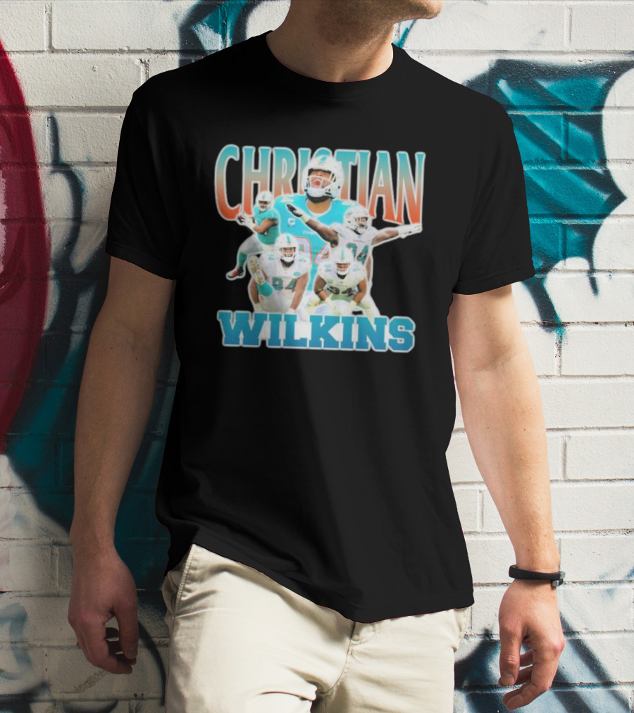 Christian Wilkins Miami Dolphins Football Player Collage T-Shirt