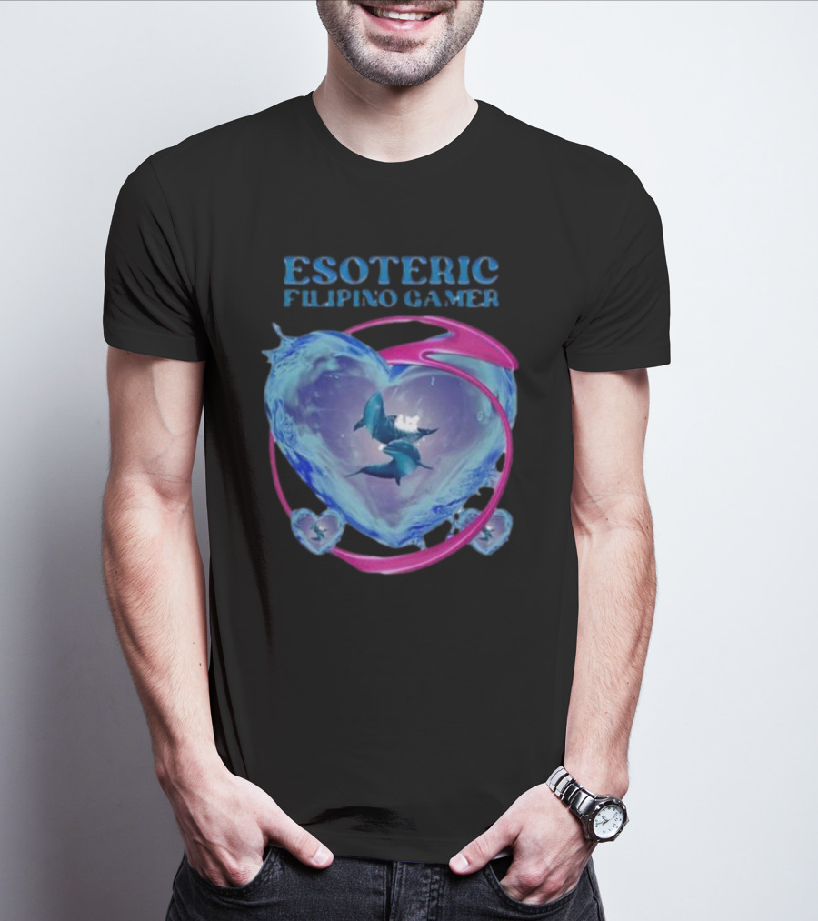 ESOTERIC FILIPINO GAMER Heart With Dolphins In Oceanic Sphere T-Shirt