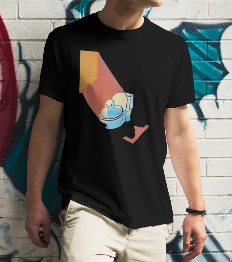 Groovy Space Duck Relaxing In Cosmic Beam On Toilet T-Shirt