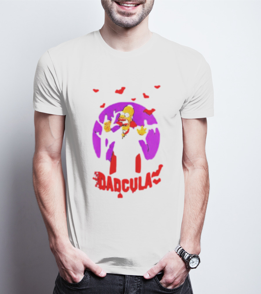 Homer Simpson Dadcula Halloween The Simpsons Bats Purple Moon T-Shirt