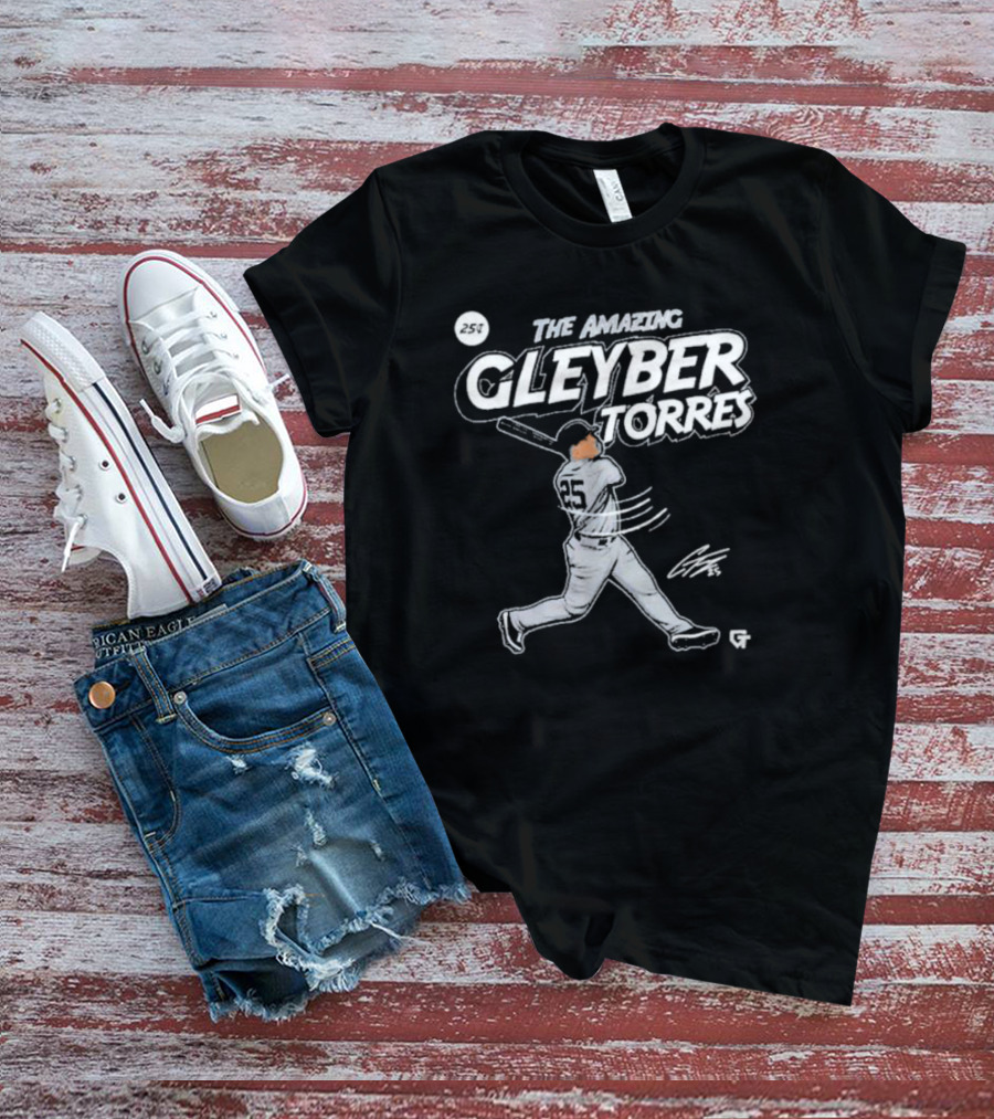 The Amazing Gleyber Torres Comic Book Style With Signature And Baseball Action T-Shirt