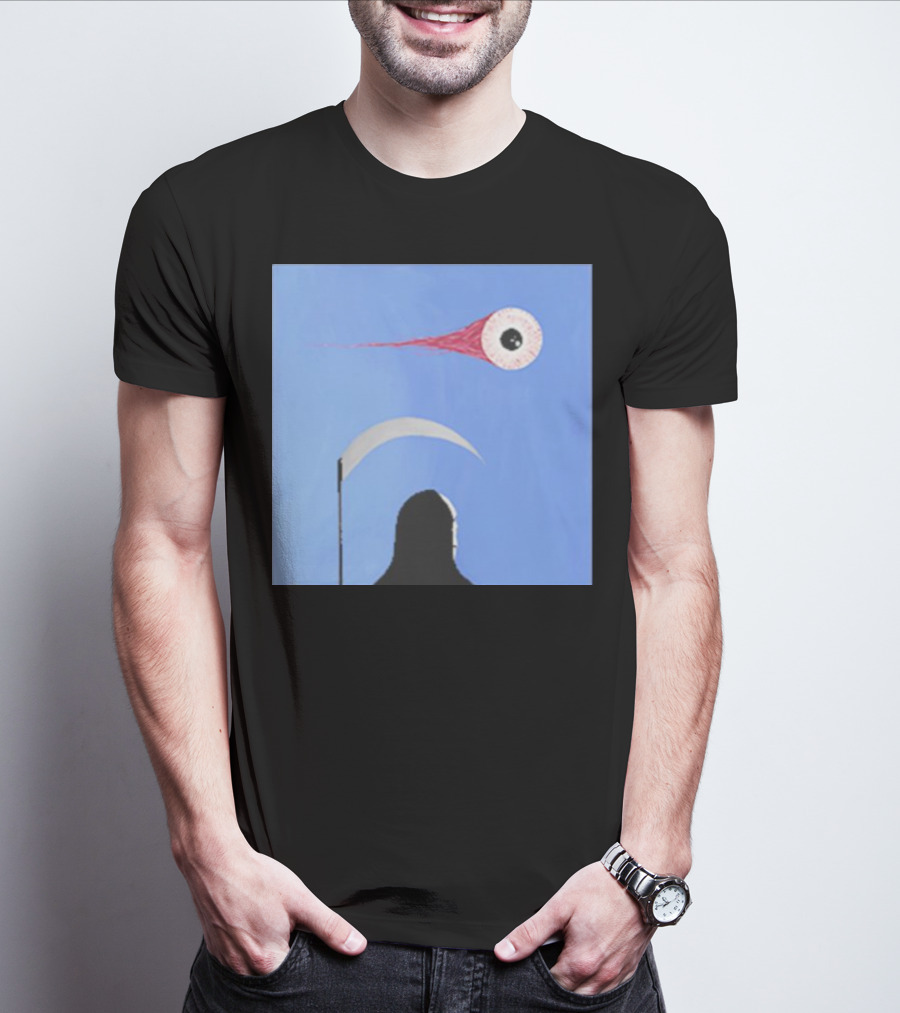 Grim Reaper With Scythe And Eyeball In Blue Sky Doja Cat Merch T-Shirt