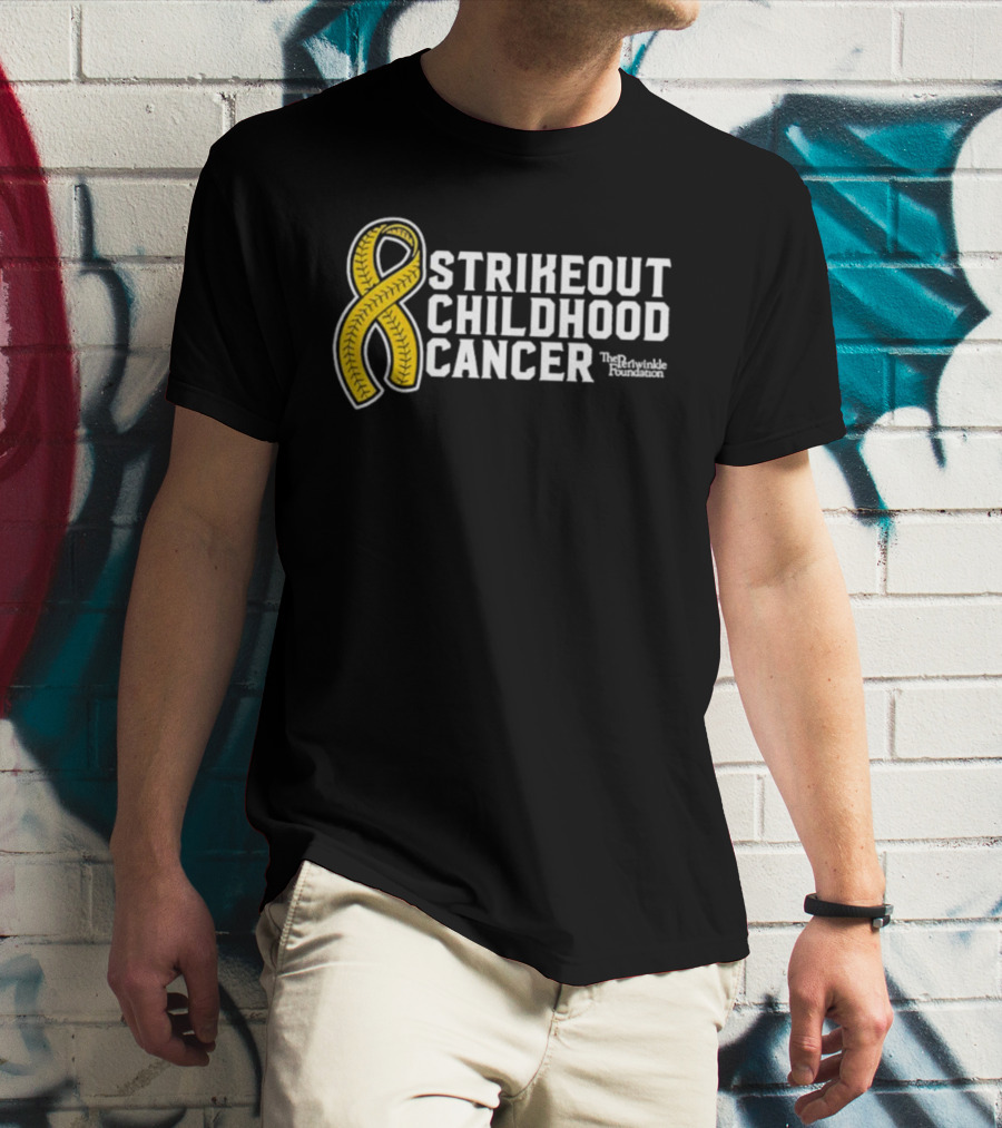 Strikeout Childhood Cancer The Prinkindle Foundation Yellow T-Shirt