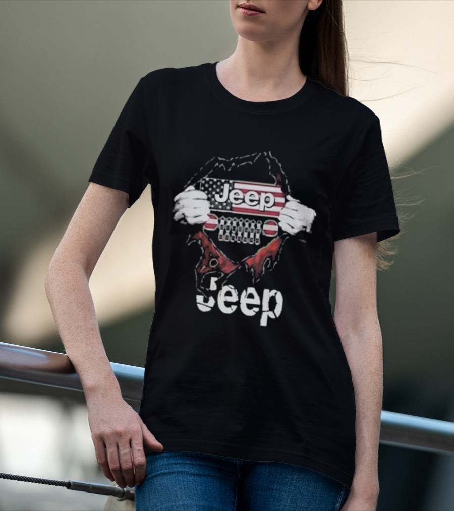 Jeep American Flag Blood Inside Me T-Shirt
