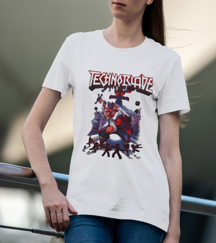 Technoblade Warrior Pig With Sword And Crown T-Shirt