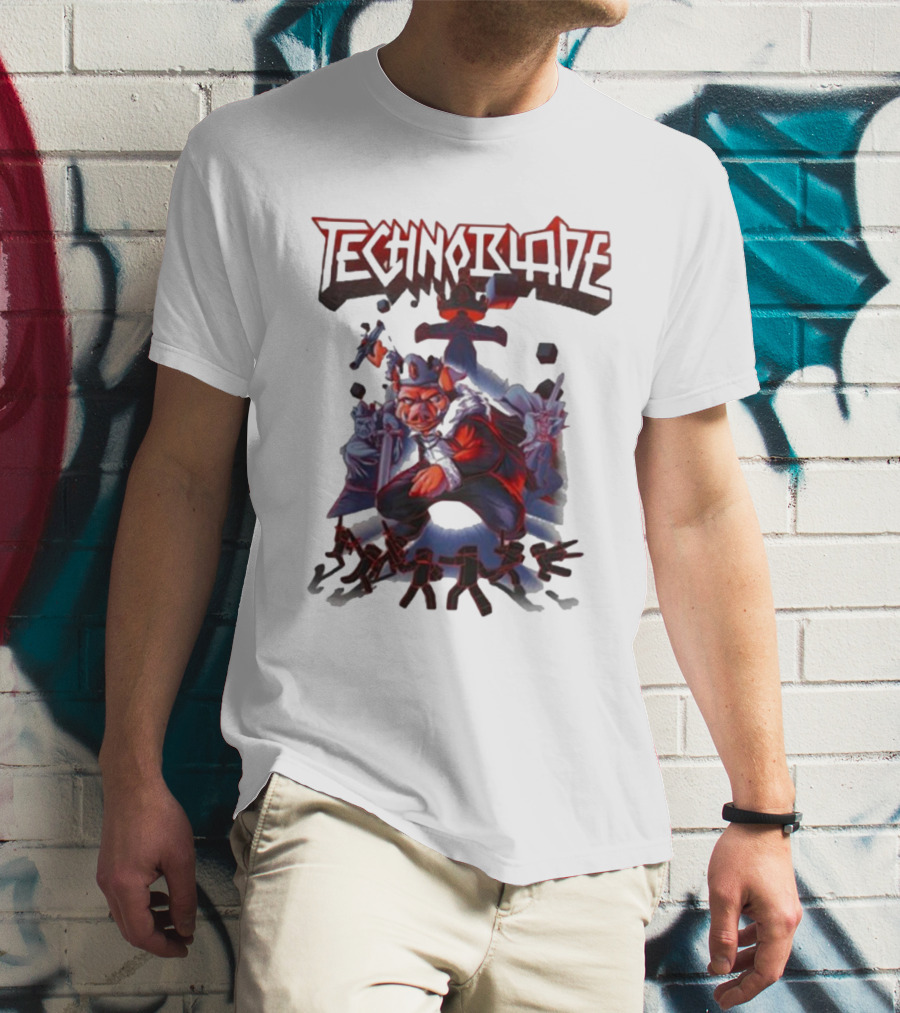 Technoblade Warrior Pig With Sword And Crown T-Shirt