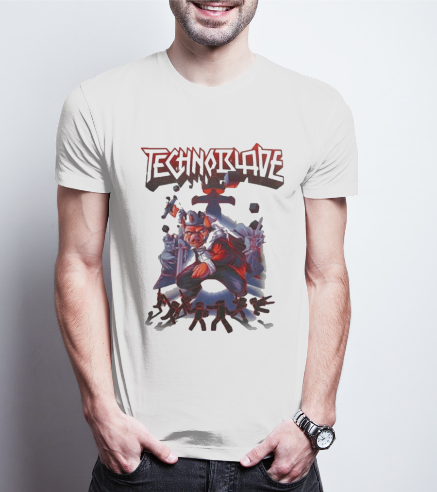 Technoblade Warrior Pig With Sword And Crown T-Shirt