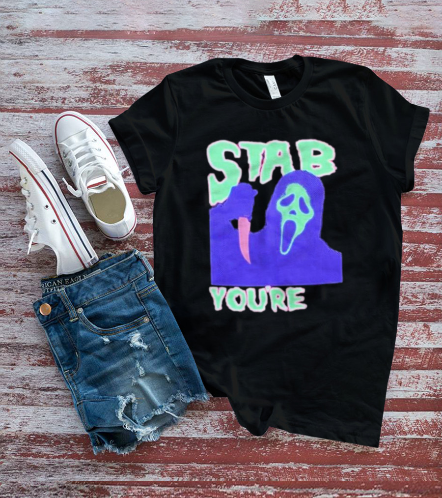 Stab You’re It Neon Horror Mask T-Shirt