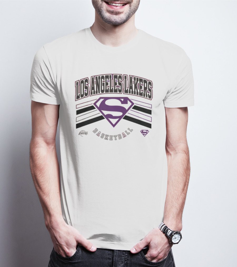 Los Angeles Lakers Superman Basketball Shield T-Shirt