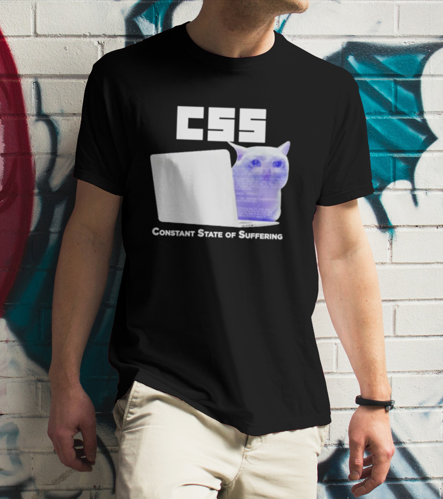 CSS Constant State Of Suffering Cat With Computer Retro Vibe T-Shirt