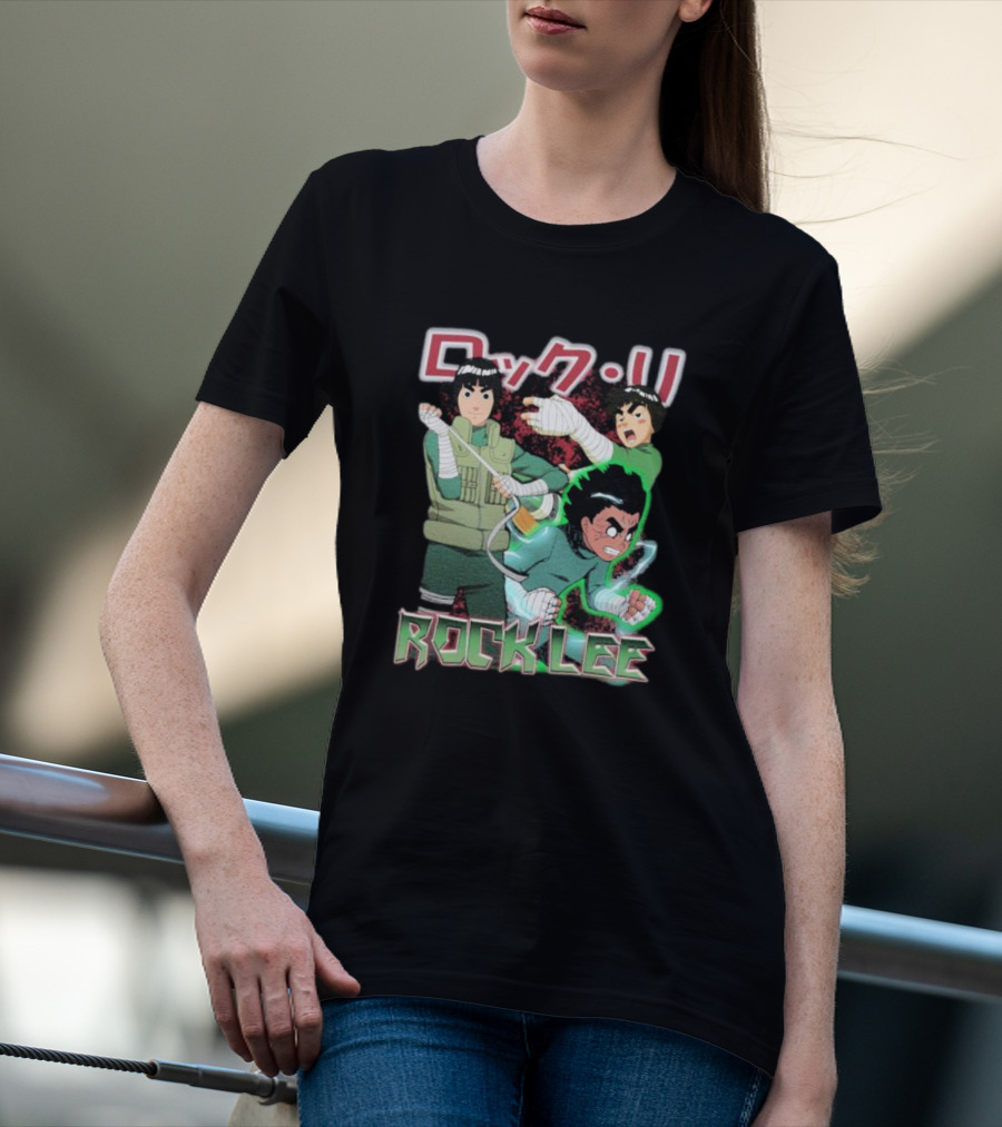 Rock Lee Dynamic Ninja Japanese Text T-Shirt