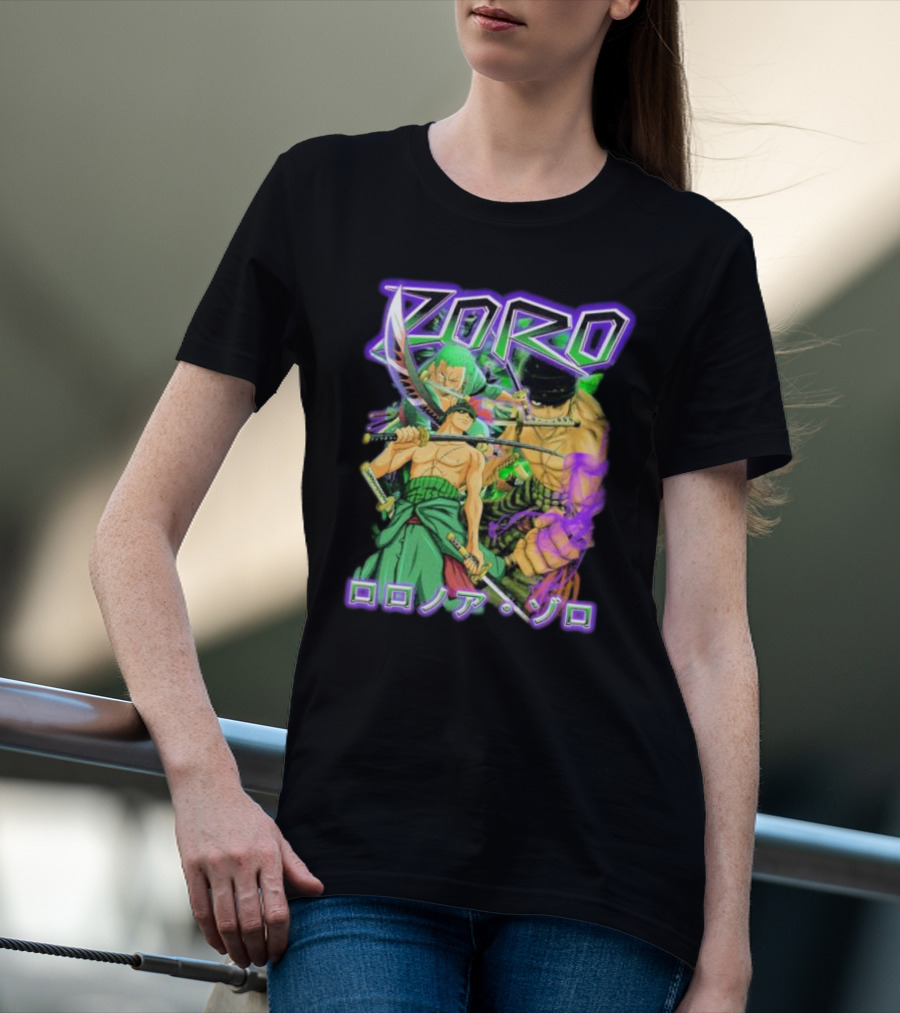 Zoro Roronoa Zoro Anime Manga Japanese Text Martial Arts Swordsman Fantasy Adventure T-Shirt