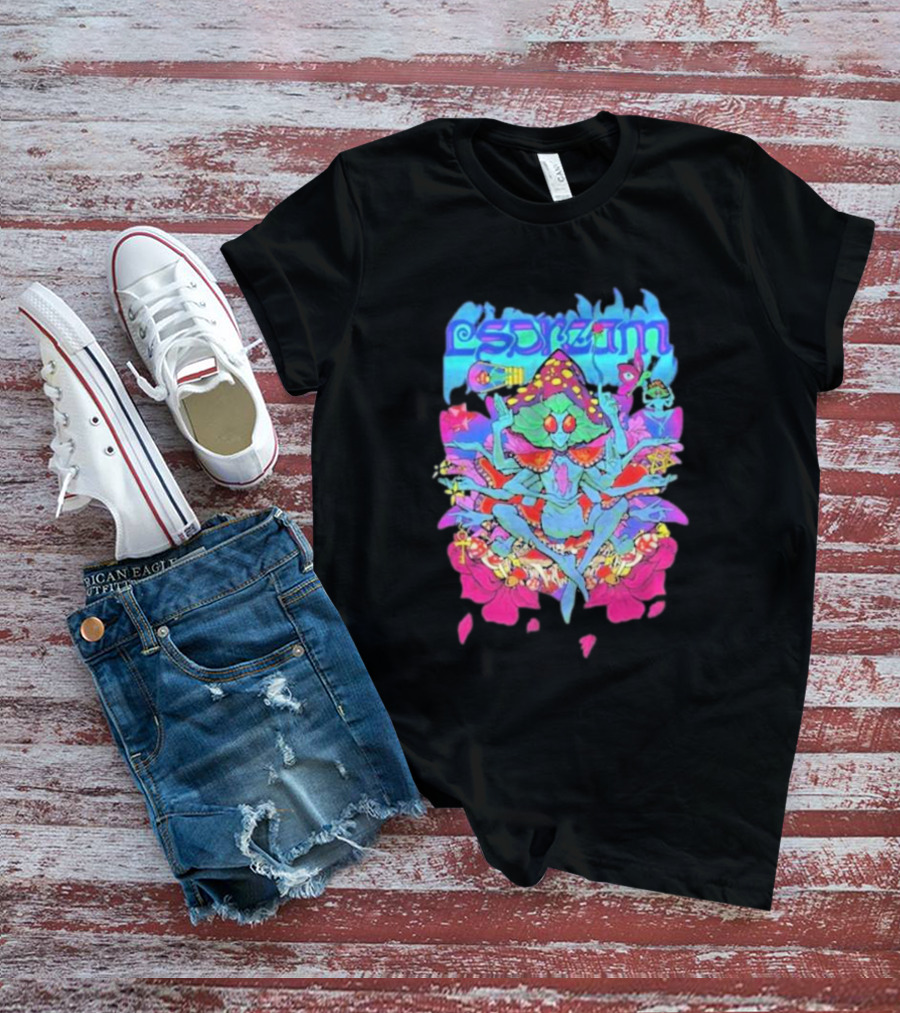 LSDream Mushi Psychedelic Bug Creature With Vibrant Colors And Cosmic Elements T-Shirt