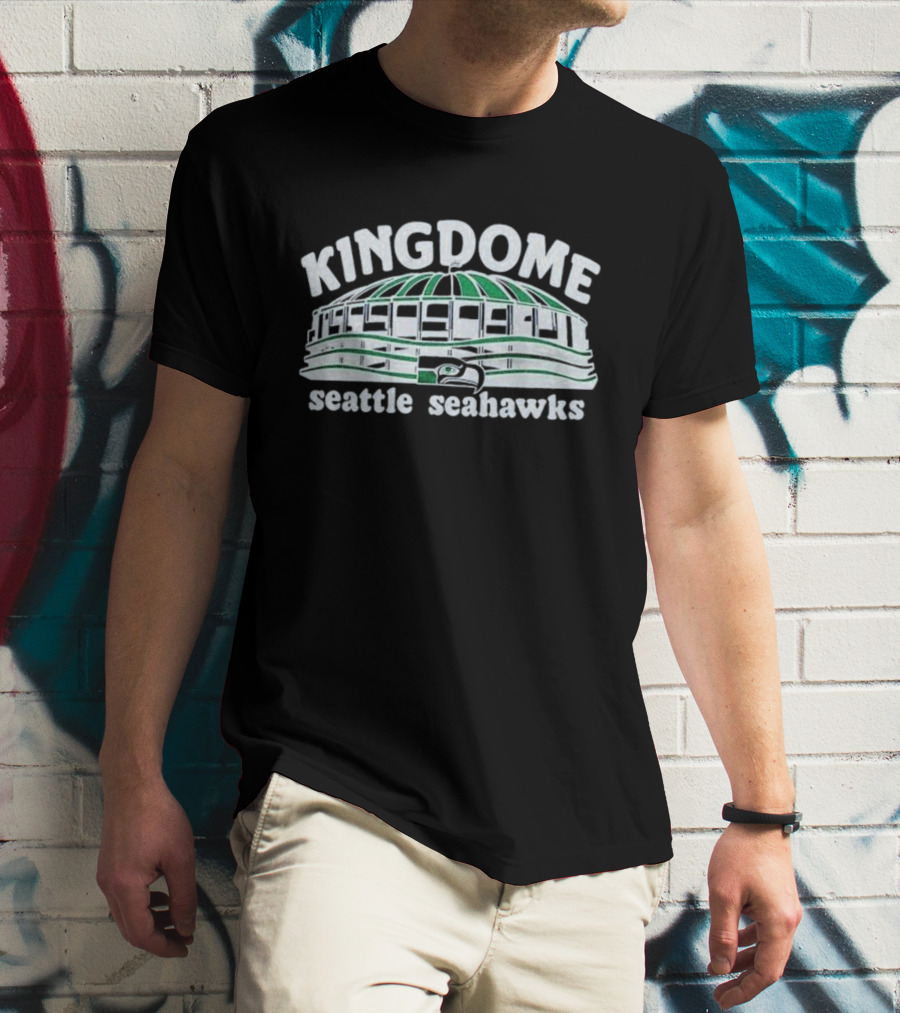 Seattle Seahawks Kingdome Stadium Green And White T-Shirt