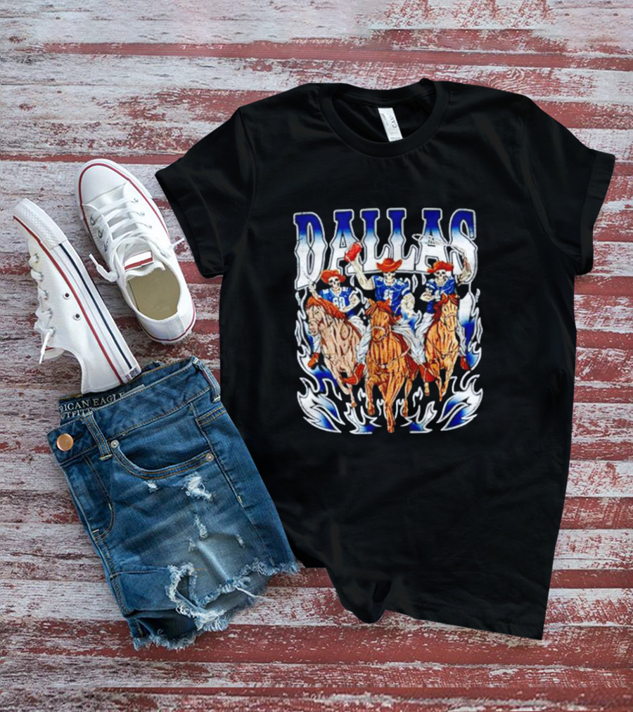 Dallas Cowboys Skeleton Horseback Riders Halloween T-Shirt