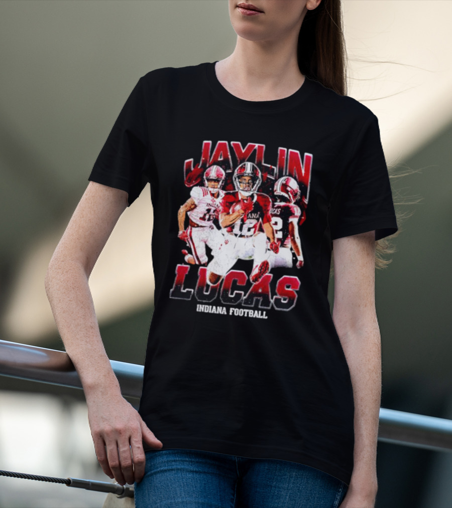 Jaylin Lucas Indiana Football Athlete Action Collage T-Shirt