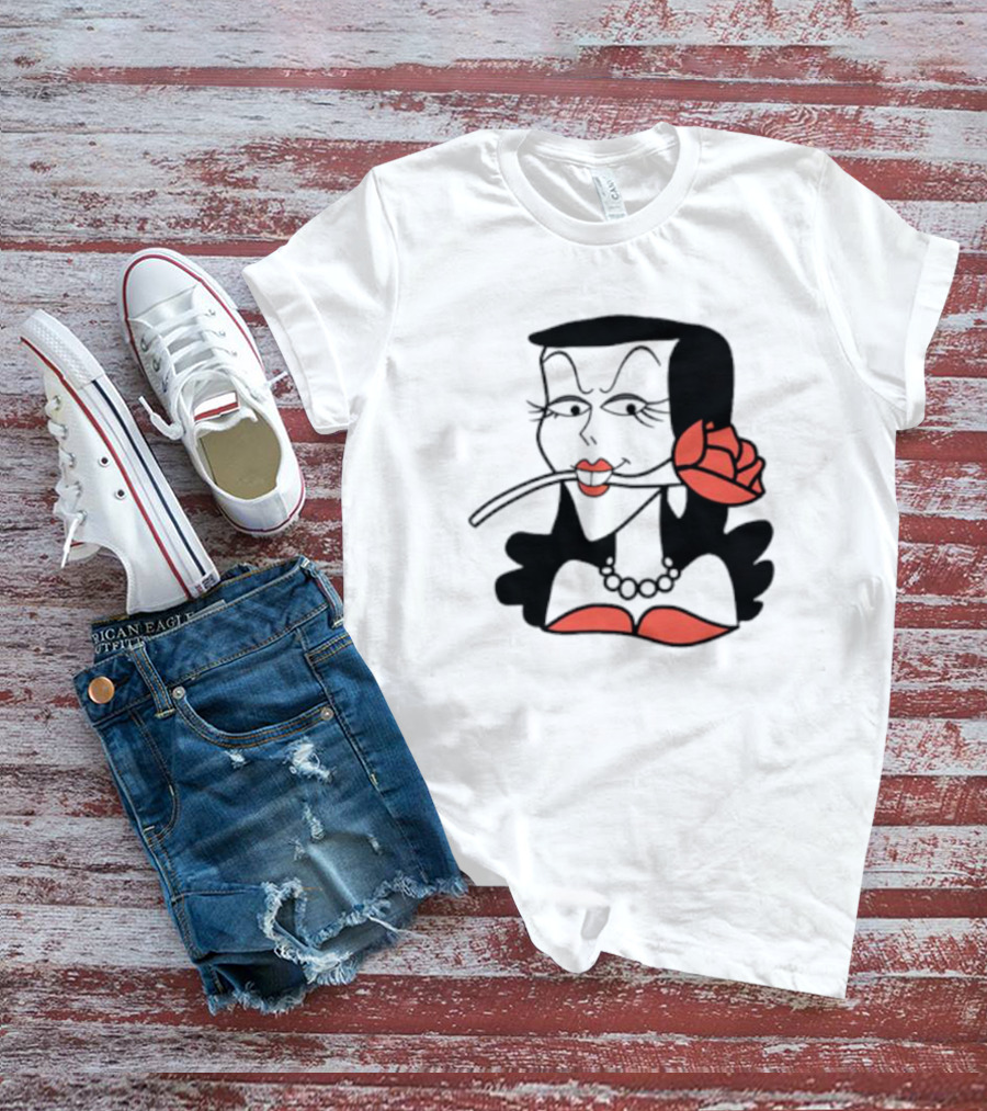 Kurt Cobain Natasha Fatale Iconic Cartoon Fusion ретро Шик меховый шарф розы T-Shirt