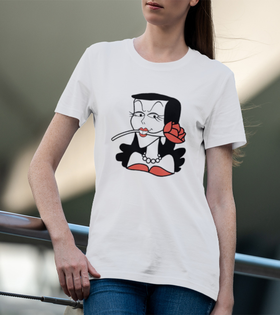 Kurt Cobain Natasha Fatale Iconic Cartoon Fusion ретро Шик меховый шарф розы T-Shirt