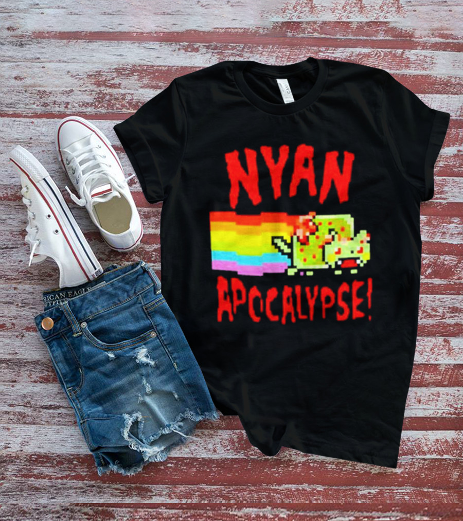 Nyan Cat Apocalypse Rainbow Explosion Iconic Meme T-Shirt