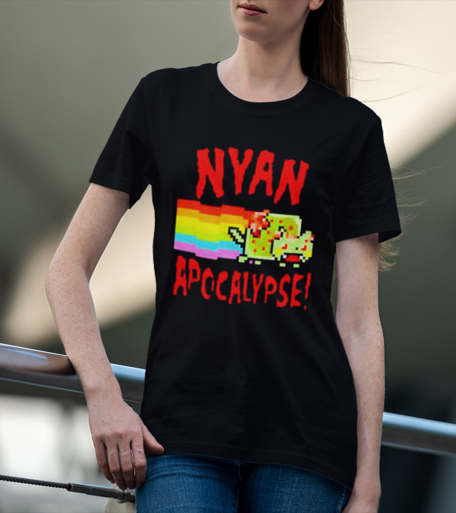 Nyan Cat Apocalypse Rainbow Explosion Iconic Meme T-Shirt