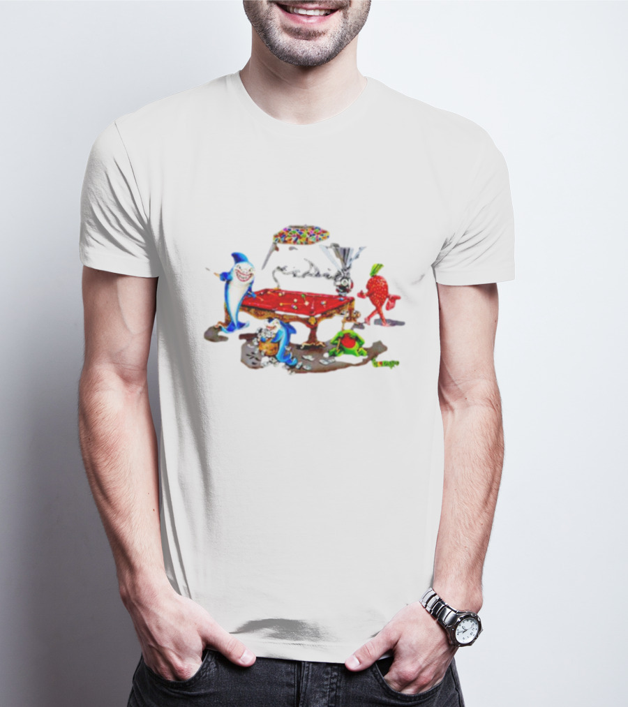 Pool Shark Michael Godard Poker Sharks And Fruit Characters Playing Billiards T-Shirt