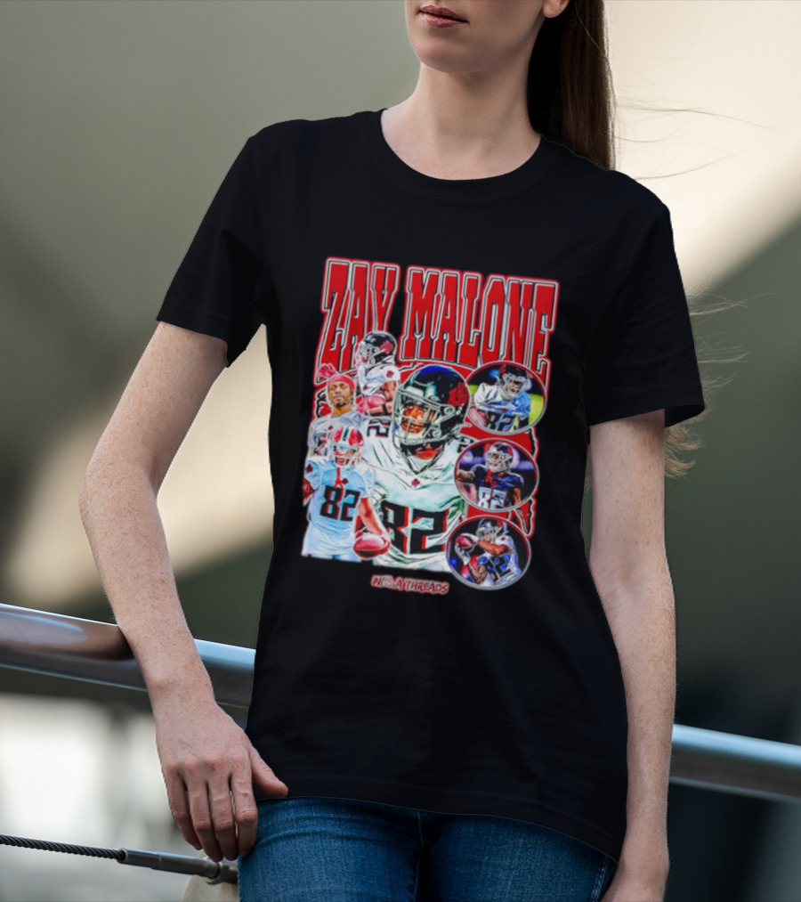 Zay Malone 82 Atlanta Falcons NSNThreads Vintage T-Shirt