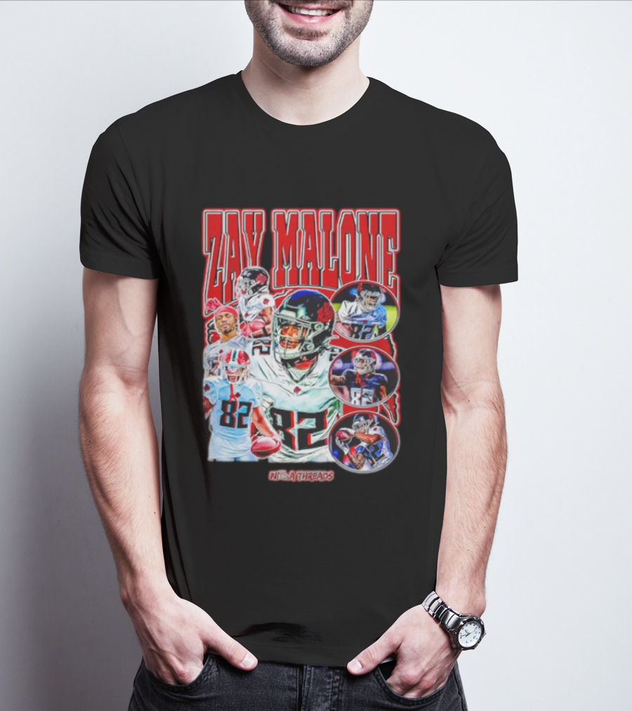 Zay Malone 82 Atlanta Falcons NSNThreads Vintage T-Shirt