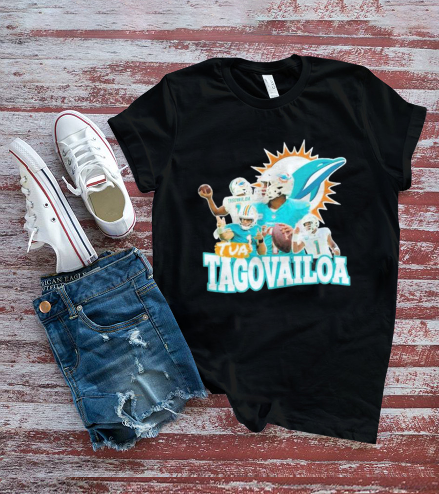 Tua Tagovailoa Miami Dolphins Quarterback Montage T-Shirt
