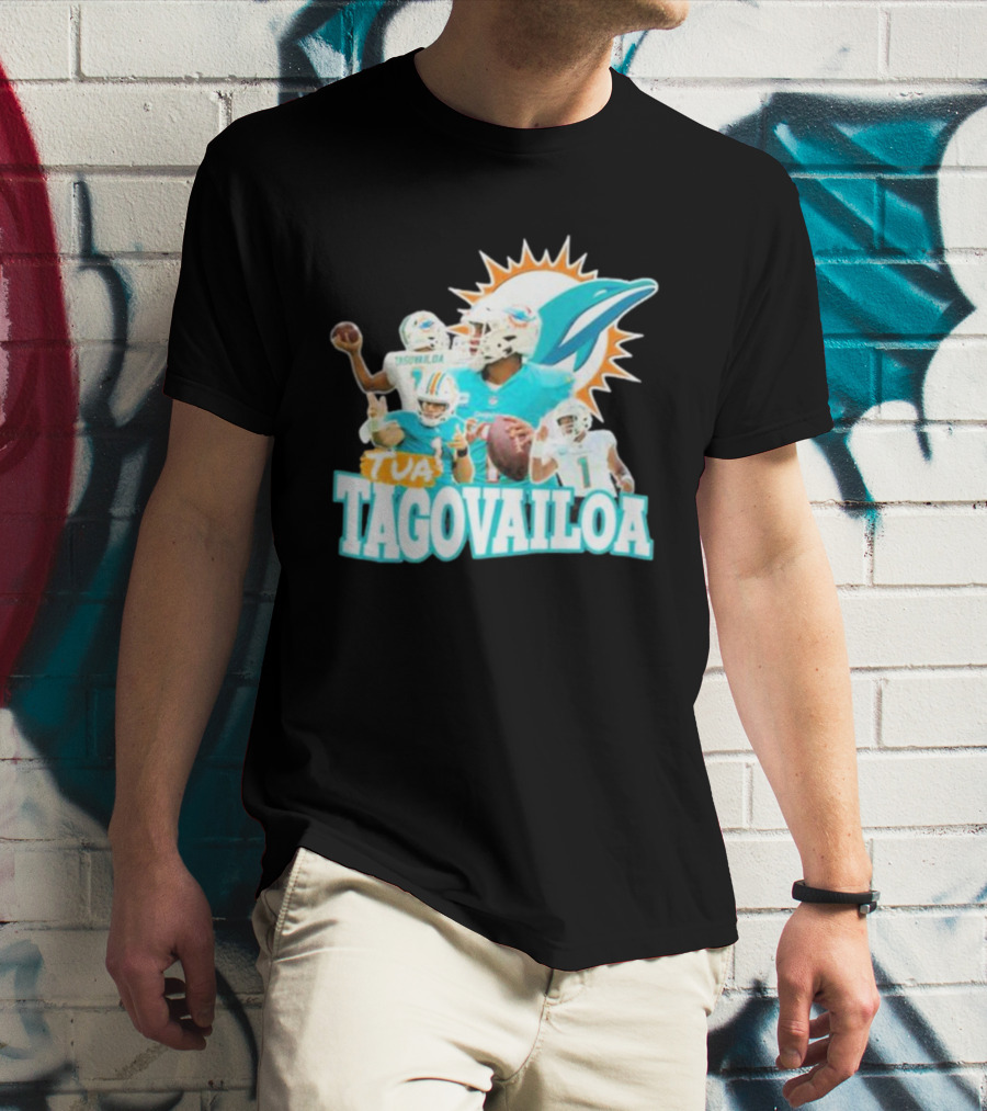 Tua Tagovailoa Miami Dolphins Quarterback Montage T-Shirt