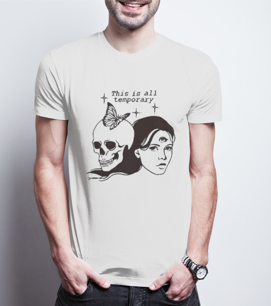 This Is All Temporary Skull Butterfly Third Eye Kira Cyan Rittgers T-Shirt