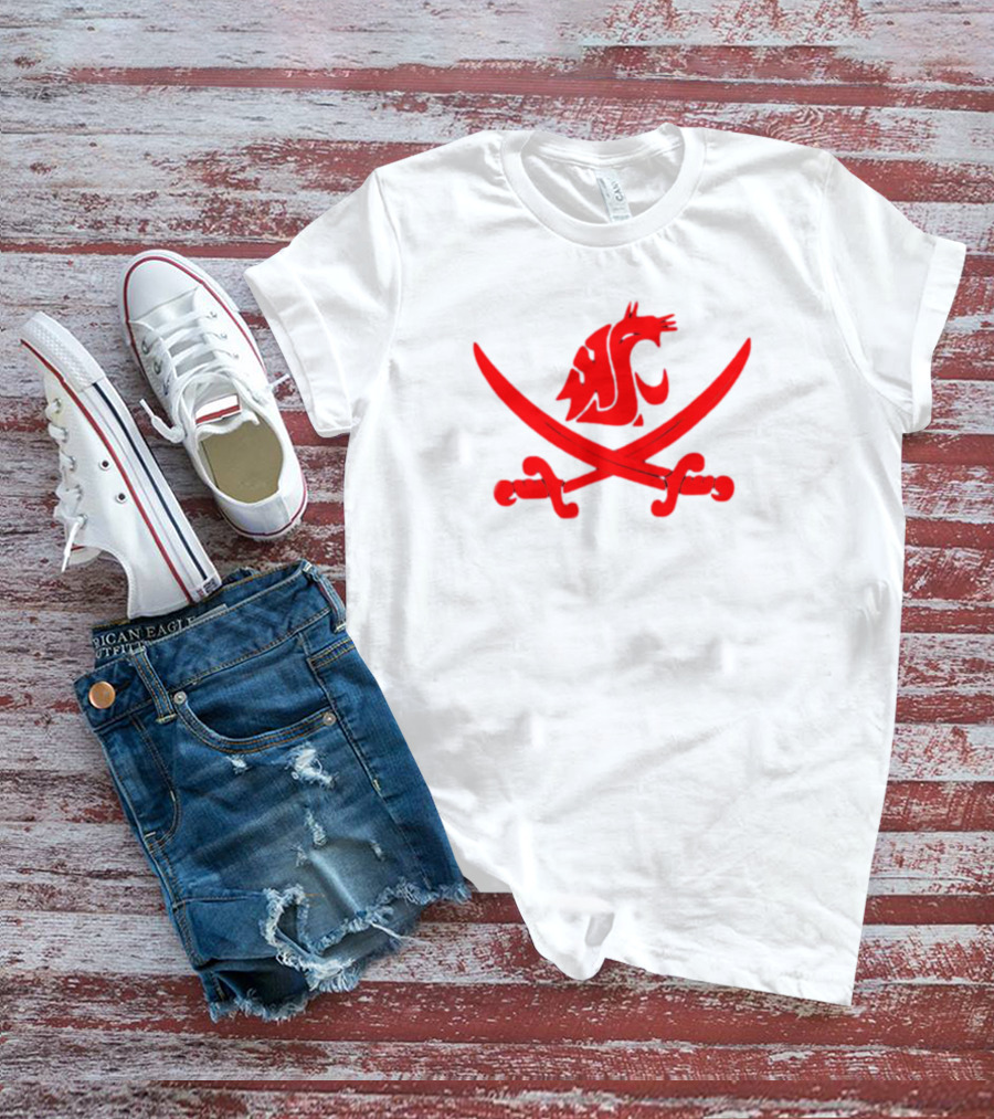 WSU Pirate Swing Your Sword Cougar Logo Crossed Sabers T-Shirt