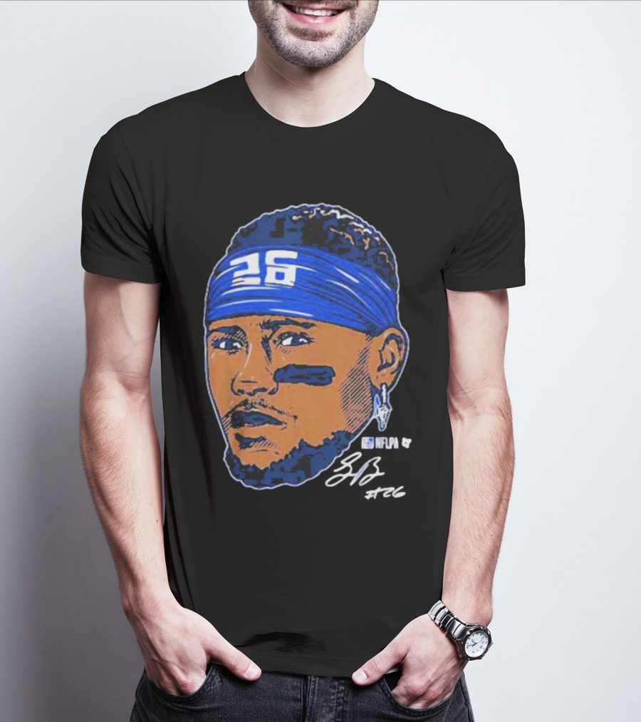 Saquon Barkley 26 NFLPA Swag Head Signature T-Shirt