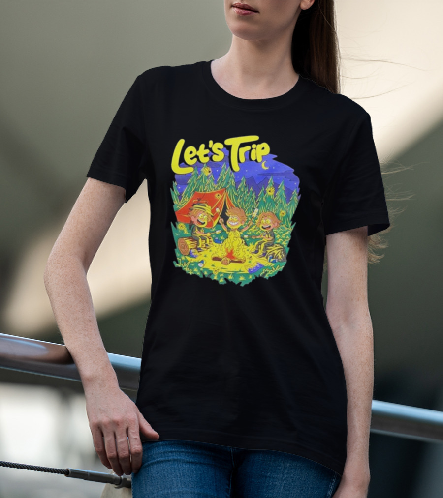 Let's Trip Campfire Adventure Sturnioloclothing Forest Night Camping T-Shirt