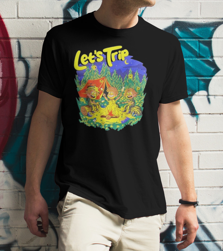Let's Trip Campfire Adventure Sturnioloclothing Forest Night Camping T-Shirt