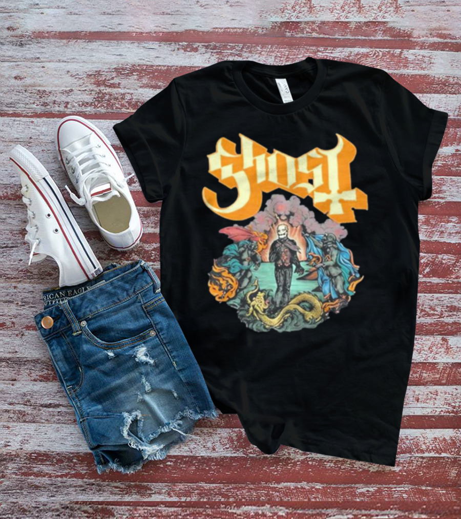 Ghost Boticelli Inspired Papal Figure With Mythical Creatures T-Shirt