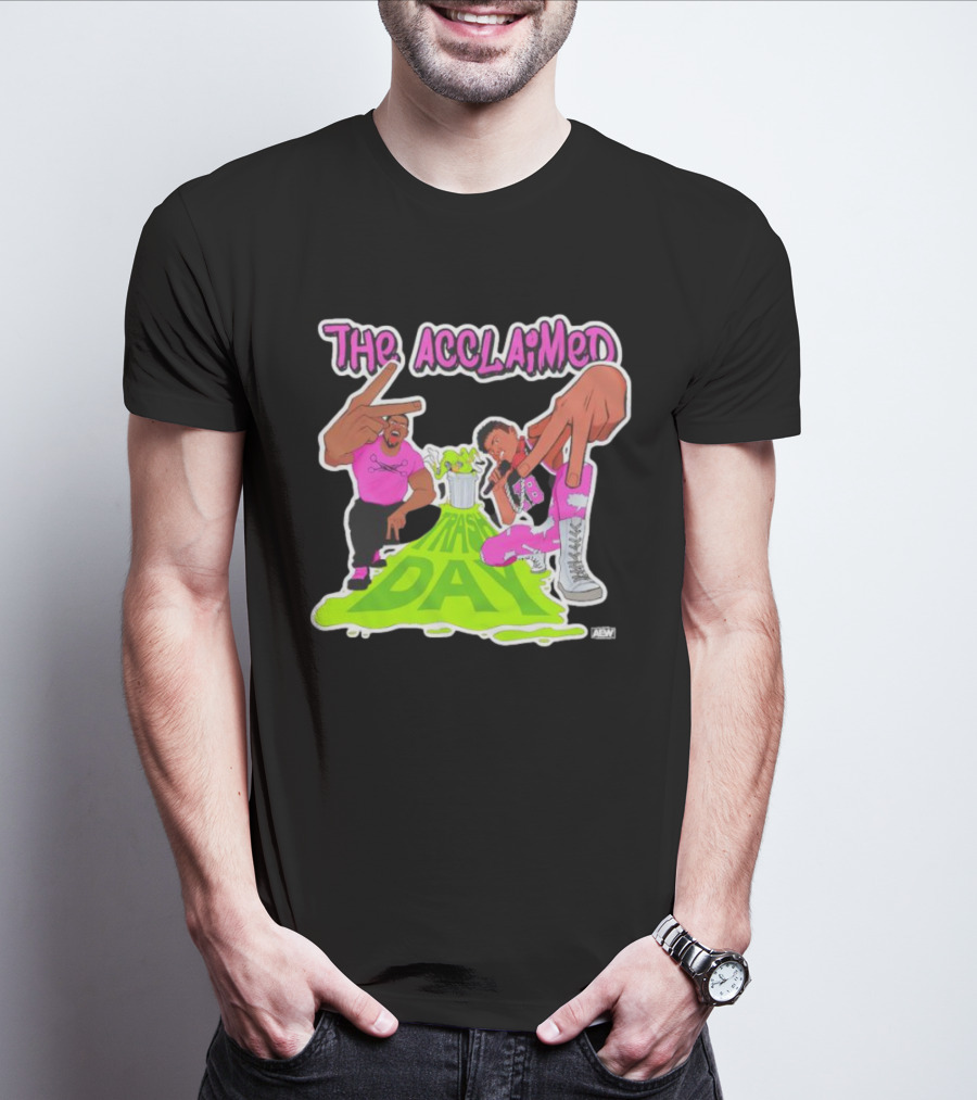 The Acclaimed Trash Day All Elite Wrestling Graphic With Character Poses And AEW T-Shirt
