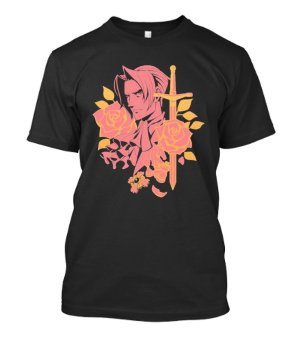 Miles Edgeworth King Of Prosecutors Sword Roses T-Shirt