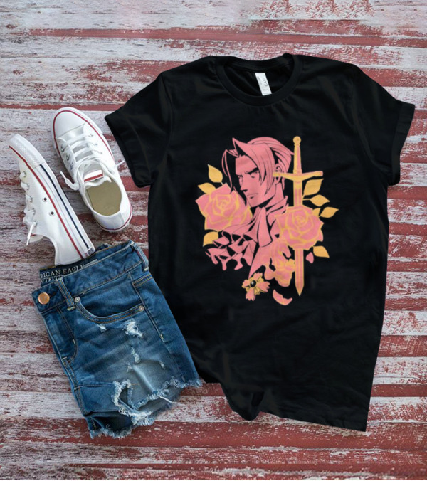 Miles Edgeworth King Of Prosecutors Sword Roses T-Shirt