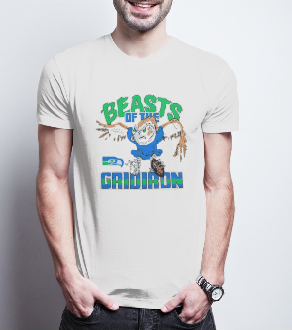 Beasts Of The Gridiron Seattle Seahawks Fierce Mascot Football T-Shirt