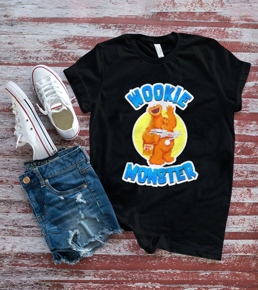 Wookiee Monster Cookie Fusion Character With Blaster T-Shirt
