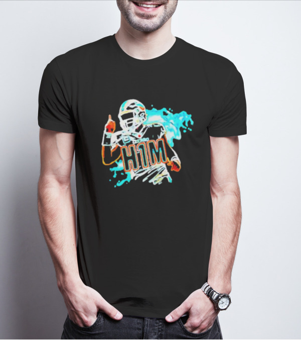 Miami Dolphins H1M Paint Football Player Splash T-Shirt