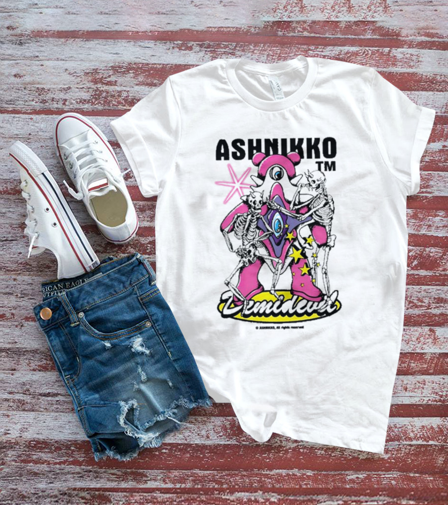 ASHNIKKO Demidevil Skeleton Star Pink T-Shirt