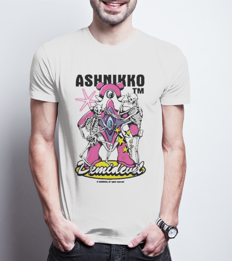 ASHNIKKO Demidevil Skeleton Star Pink T-Shirt